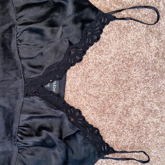 ‼️sold‼️BEBE black silky with lace top - Picture 2 of 4